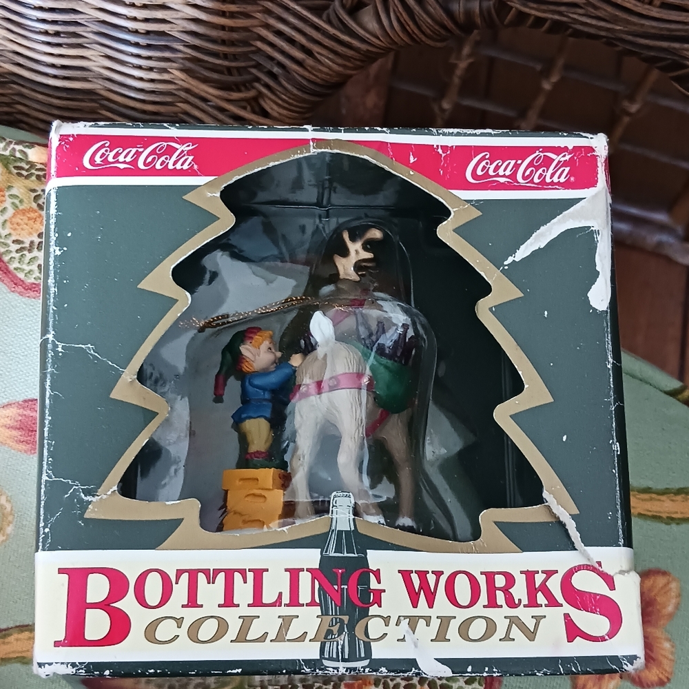 COCA-COLA bottling works collection Christmas ornament,  reindeer  elf